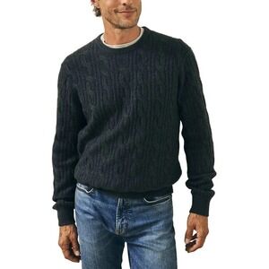 Faherty‎ Reserve Cashmere Cable Crew Sweater Charcoal Grey Medium